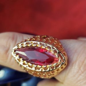 Faux Gold finish Ring with Ruby Stone